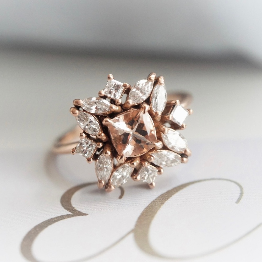 Emi Conner Jasmine Morganite & Halo Ring in Rose Gold